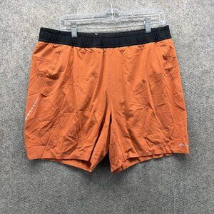 Eddie Bauer Shorts Mens Large Orange Athletic Running Lined 7 Inseam Reflective